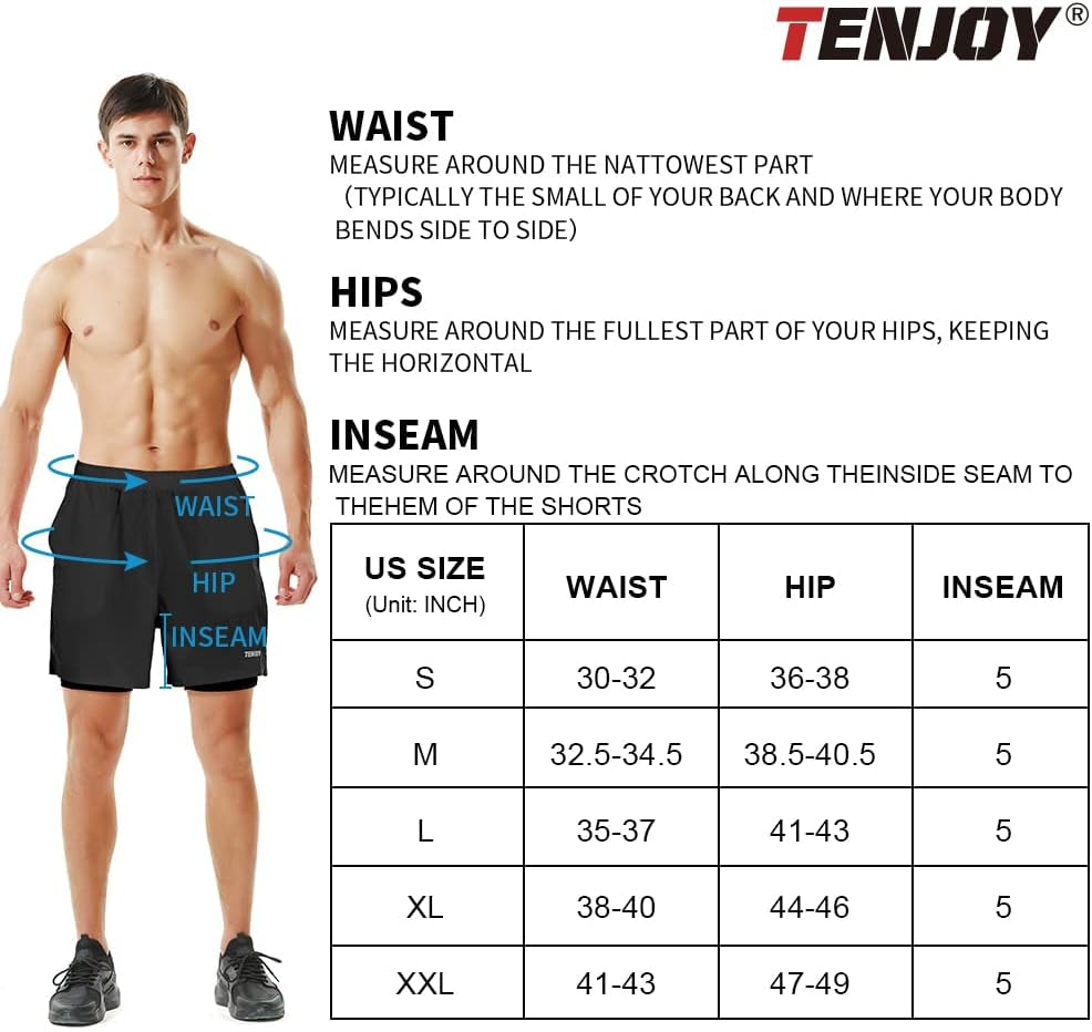 Men'S 2 in 1 Running Shorts 5 in or 7 in Quick Dry Gym Athletic Workout Shorts for Men with Phone Pockets