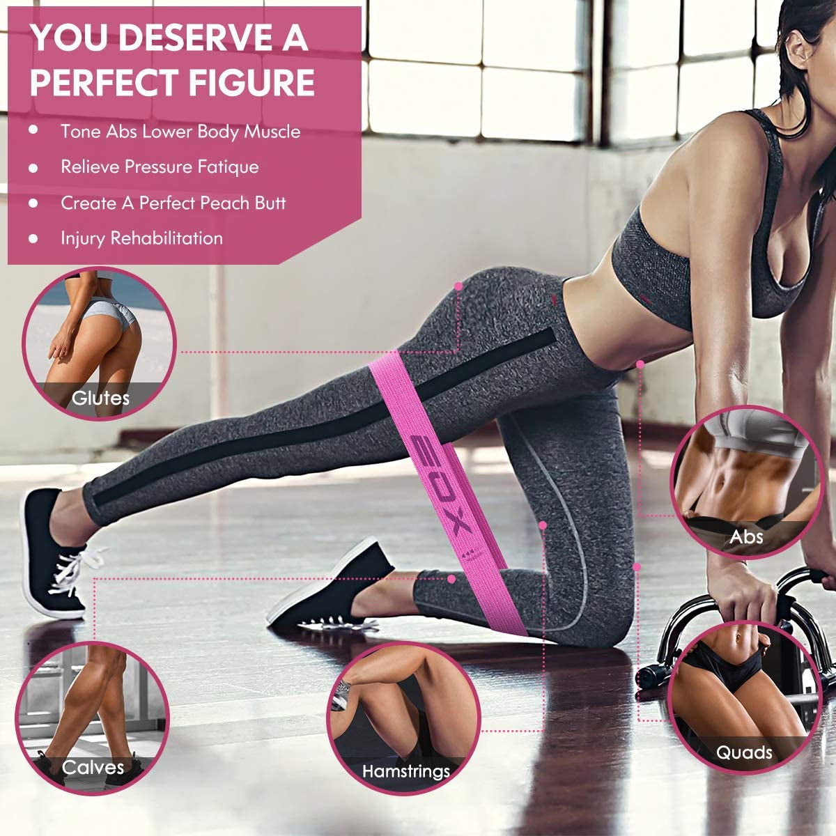 Non-Slip Resistance Workout Bands for Legs & Butt and Glutes