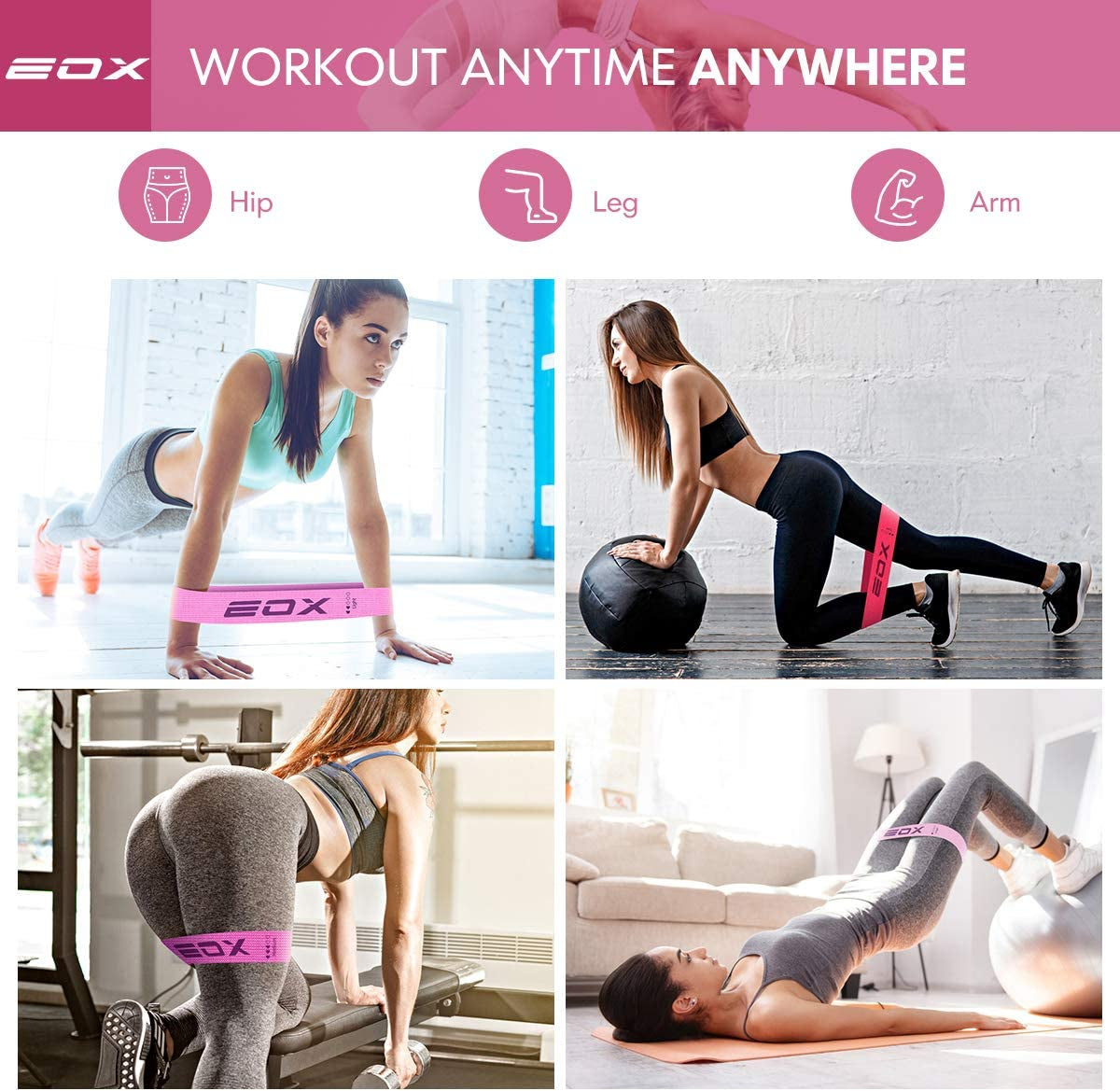 Non-Slip Resistance Workout Bands for Legs & Butt and Glutes
