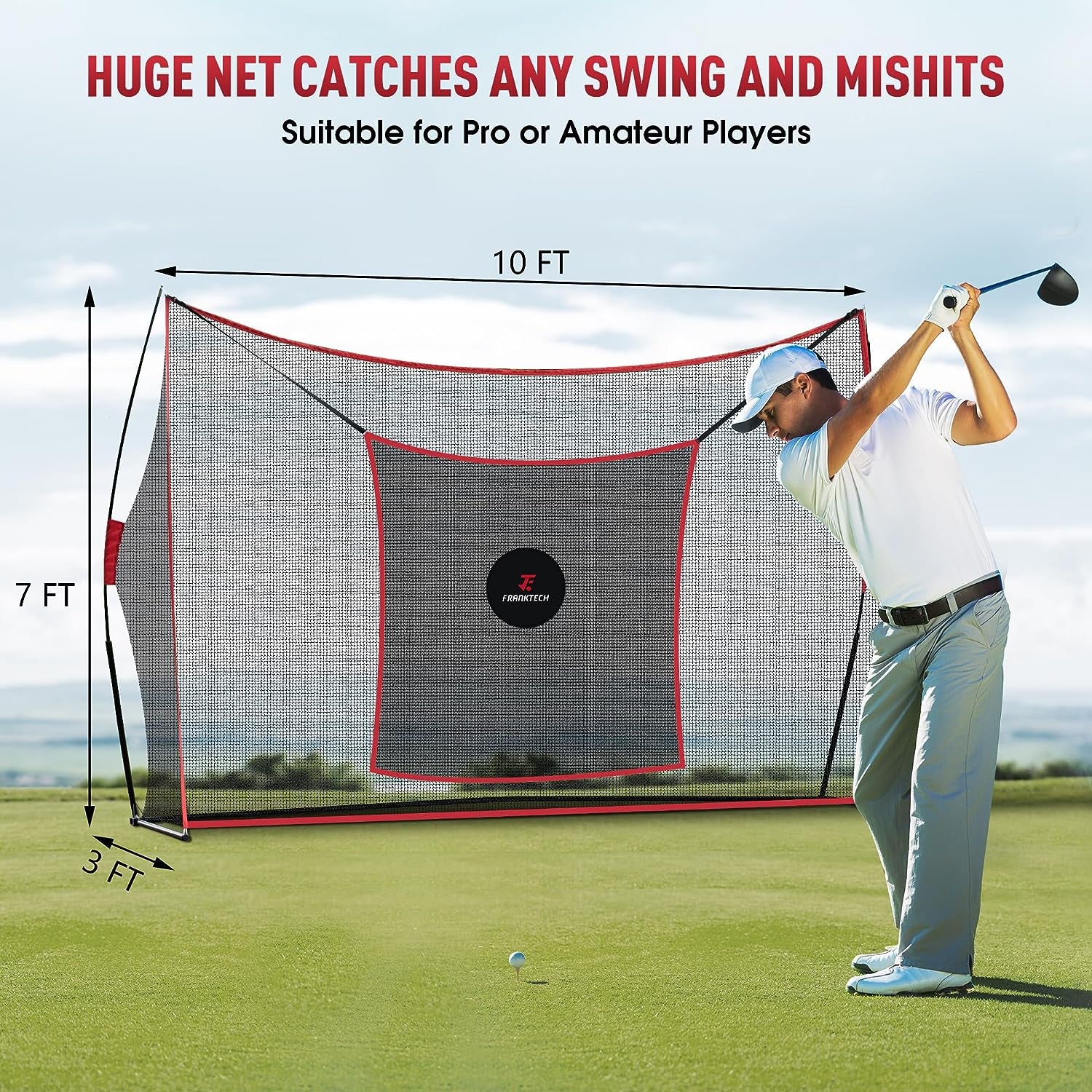 Golf Hitting Net Heavy Duty Golf Practice Net for Backyard Driving Golf Net with High Impact Chipping Hitting Target Golf Driving Practice Net Include Carry Bag Golf Balls for Indoor Outdoor